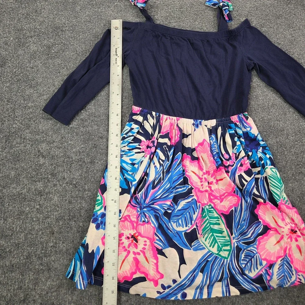 Lilly Pulitzer Girls Kids Minisa Dress Oyster Bay Navy High Tide - Large 8-10